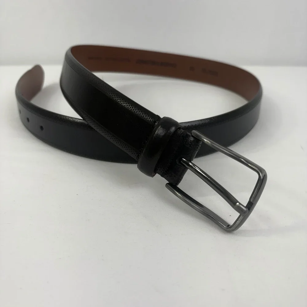 Johnston & Murphy Mens Black Leather Dress Belt 36 Made in Italy 75-7603 NEW